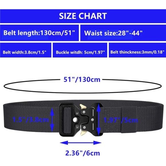 3 Packs Tactical Belt, Military Style Webbing Riggers Web Belt Heavy-Duty - Picture 4 of 7